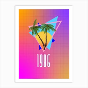 1986 retro palms. Art Print