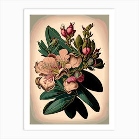 Rhododendron Wildflower Vintage Botanical 2 Art Print