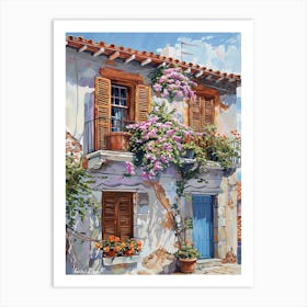 Balcony View Painting In Athens 1 Art Print