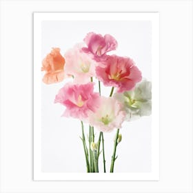 Gladioli Flowers Acrylic Painting In Pastel Colours 8 Art Print