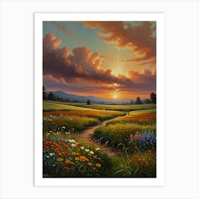 Sunset In The Meadow Art Print