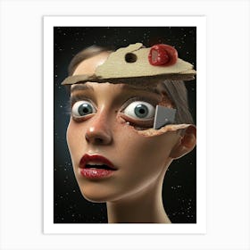 Woman With A Slice Of Pizza Art Print