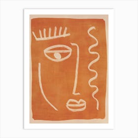 Abstract Face In Orange 3 Art Print