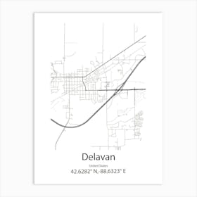 Delavan,United States Minimalist Map 1 Art Print