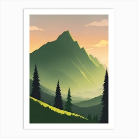 Misty Mountains Vertical Background In Green Tone 16 Art Print