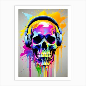 Skull With Headphones 101 Art Print