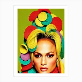 Jennifer Lopez Colourful Pop Art Art Print