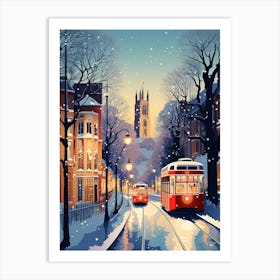 Winter Travel Night Illustration Nottingham United Kingdom 2 Art Print