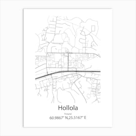 Hollola,Finland Minimalist Map Art Print