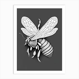 Stinger Bee Black William Morris Style Art Print