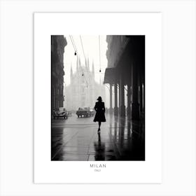 Poster Of Milan, Italy, Black And White Analogue Photography 2 Art Print
