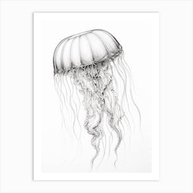 Sea Nettle Jellyfish Cartoon 4 Art Print