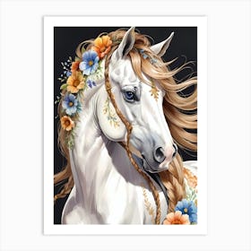 Floral Horse (24) Art Print