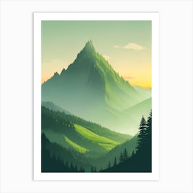 Misty Mountains Vertical Composition In Green Tone 135 Art Print