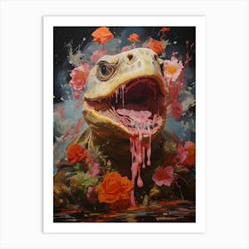 Turtle With Flowers 1 Art Print