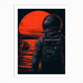 Astronaut At Sunset Art Print