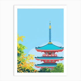 Senso Ji Temple Tokyo 3 Colourful Illustration Art Print