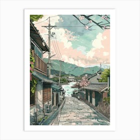 Nagasaki Japan 2 Retro Illustration Art Print