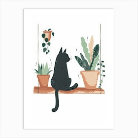 Cat Sitting On A Shelf Art Print