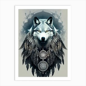 Wolf Dreamcatcher 15 Art Print