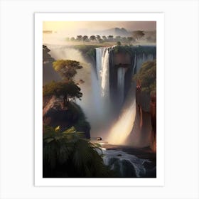 Victoria Falls, Zambia And Zimbabwe Realistic Photograph (2) Art Print