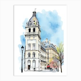 France Watercolor Sketch Art Print