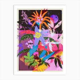 Edelweiss 2 Neon Flower Collage Art Print