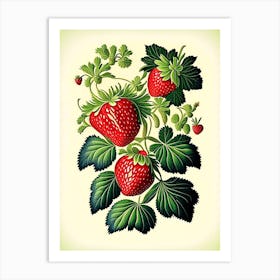 Strawberry Plant,, Fruit, Vintage Botanical Art Print