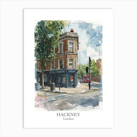 Hackney London Borough   Street Watercolour 3 Poster Art Print