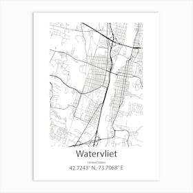 Watervliet,United States Minimalist Map Art Print