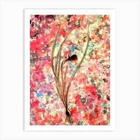 Impressionist Daffodil Botanical Painting in Blush Pink and Gold Art Print
