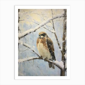 Vintage Winter Animal Painting Falcon 3 Art Print