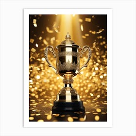 Golden Trophy On A Black Background Art Print