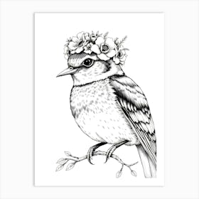 Bird In A Flower Crown 2 Art Print