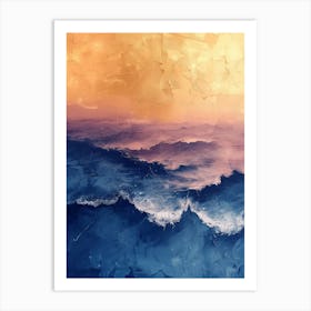 Ocean Waves At Sunset Art Print