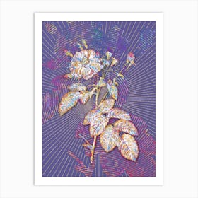 Geometric Harsh Downy Rose Mosaic Botanical Art on Veri Peri n.0266 Art Print