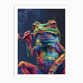 Frog Smoking A Pipe Art Print