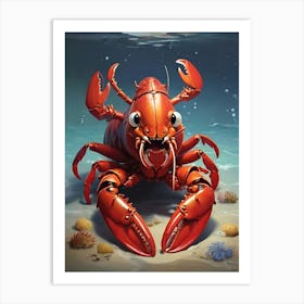 Happy Lobster Art Print 1 Art Print