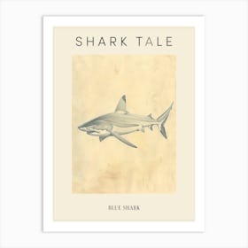 Blue Shark Vintage Illustration 2 Poster Art Print