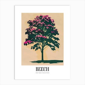 Beech Tree Colourful Illustration 1 Poster Art Print