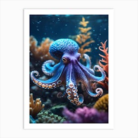 Octopus Underwater Art Print