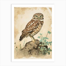 Burrowing Owl Vintage Illustration 5 Art Print