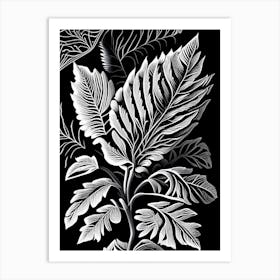 Rue Leaf Linocut 1 Art Print
