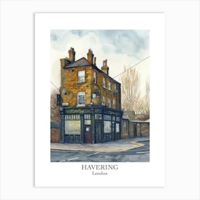 Havering London Borough   Street Watercolour 3 Poster Art Print