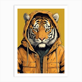 Tiger Illustrations Wearing A Windbreaker 4 Art Print