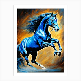Blue Horse Painting 3 Art Print