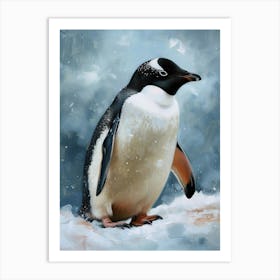 Adlie Penguin Carcass Island Oil Painting 4 Art Print