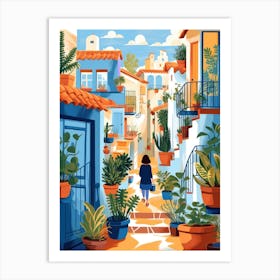 Illustration Of A Street In Spain Art Print