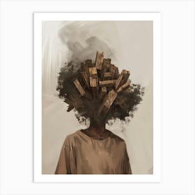 Man With Wood On His Head Art Print