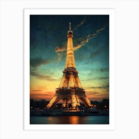 Eiffel Tower At Sunset Art Print